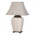 Cream Crackle lamp with grey shade Image