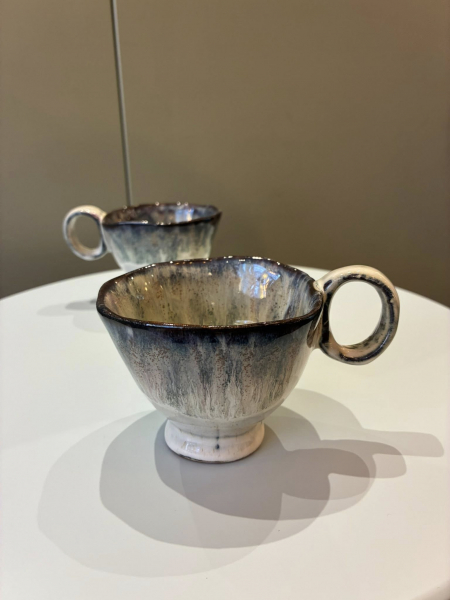 Handmade Organic Cup Cream/Blue/Violet Image