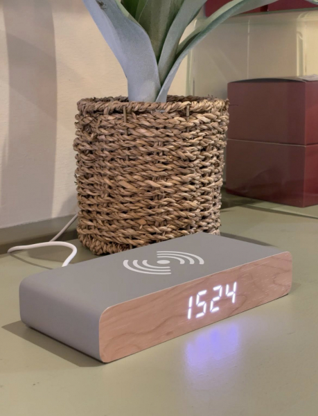 Wireless Charging Alarm Clock Grey Image