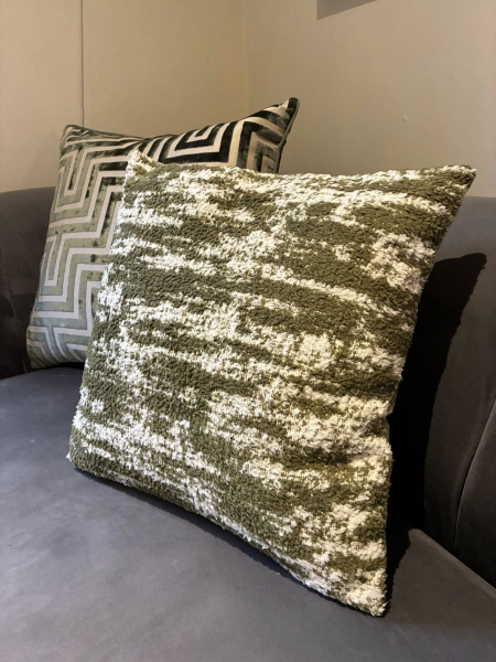 Olive & Cream Tuffed Cushion Image