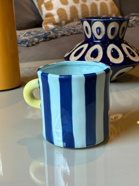 Handmade Stripe Mug Blues Image