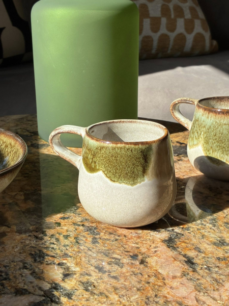 Green & Taupe Dipped Mug Image
