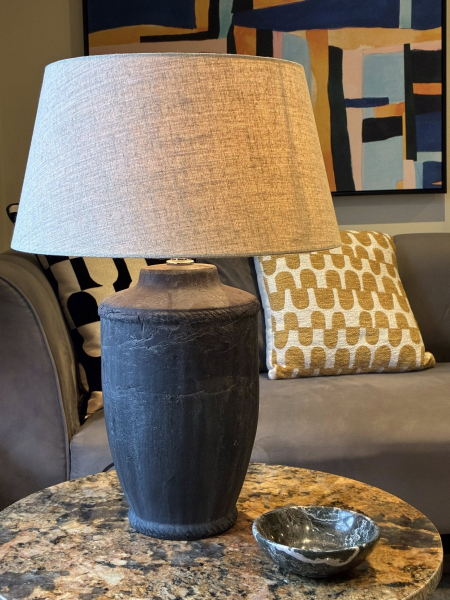 Distressed Stone Lamp & Shade Image