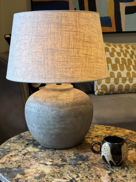Grey Stone Lamp & Shade Image