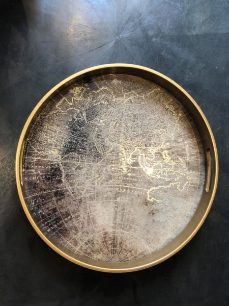 World Map Gold Tray Image